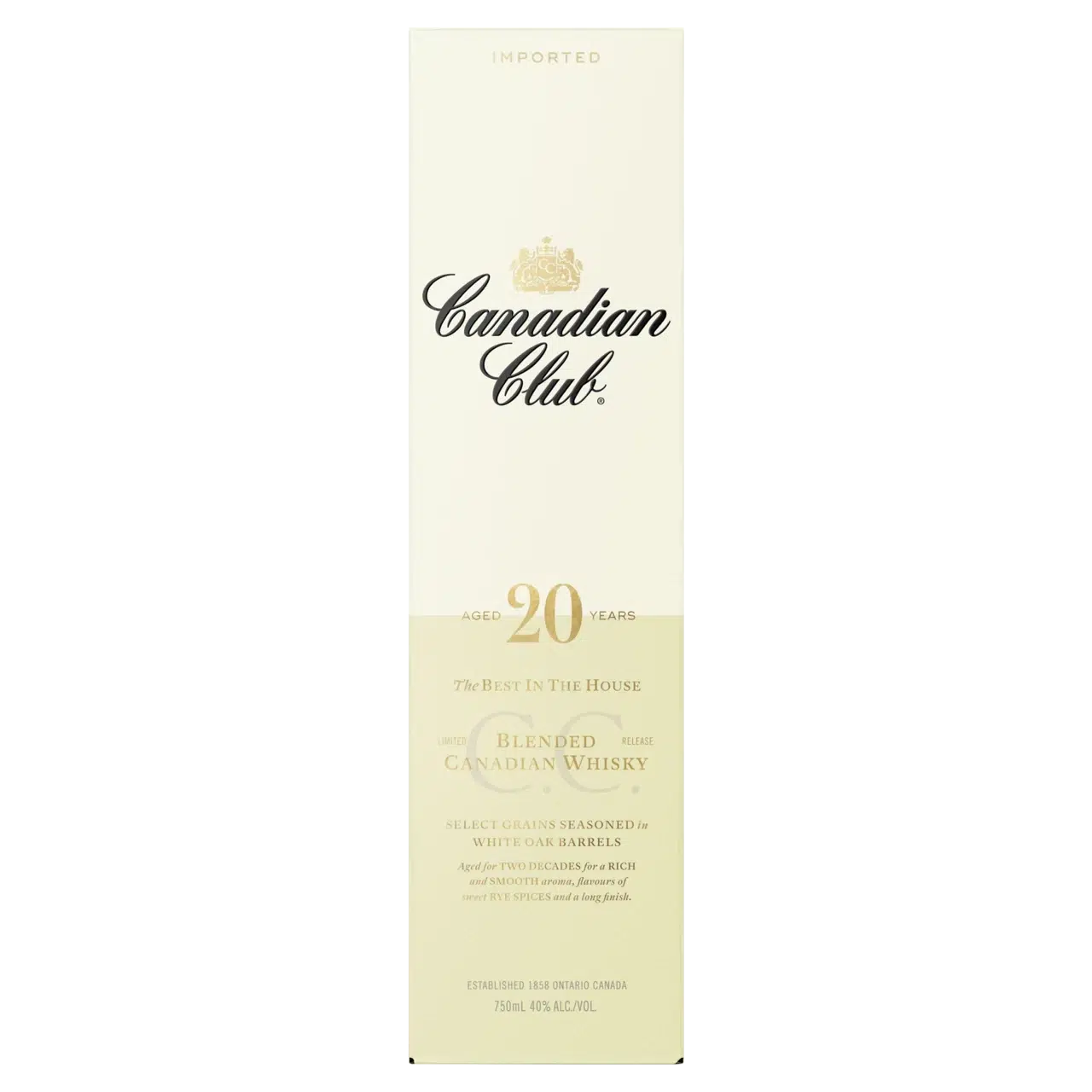 Canadian Club 20 Year Old Blended Whisky 750ml