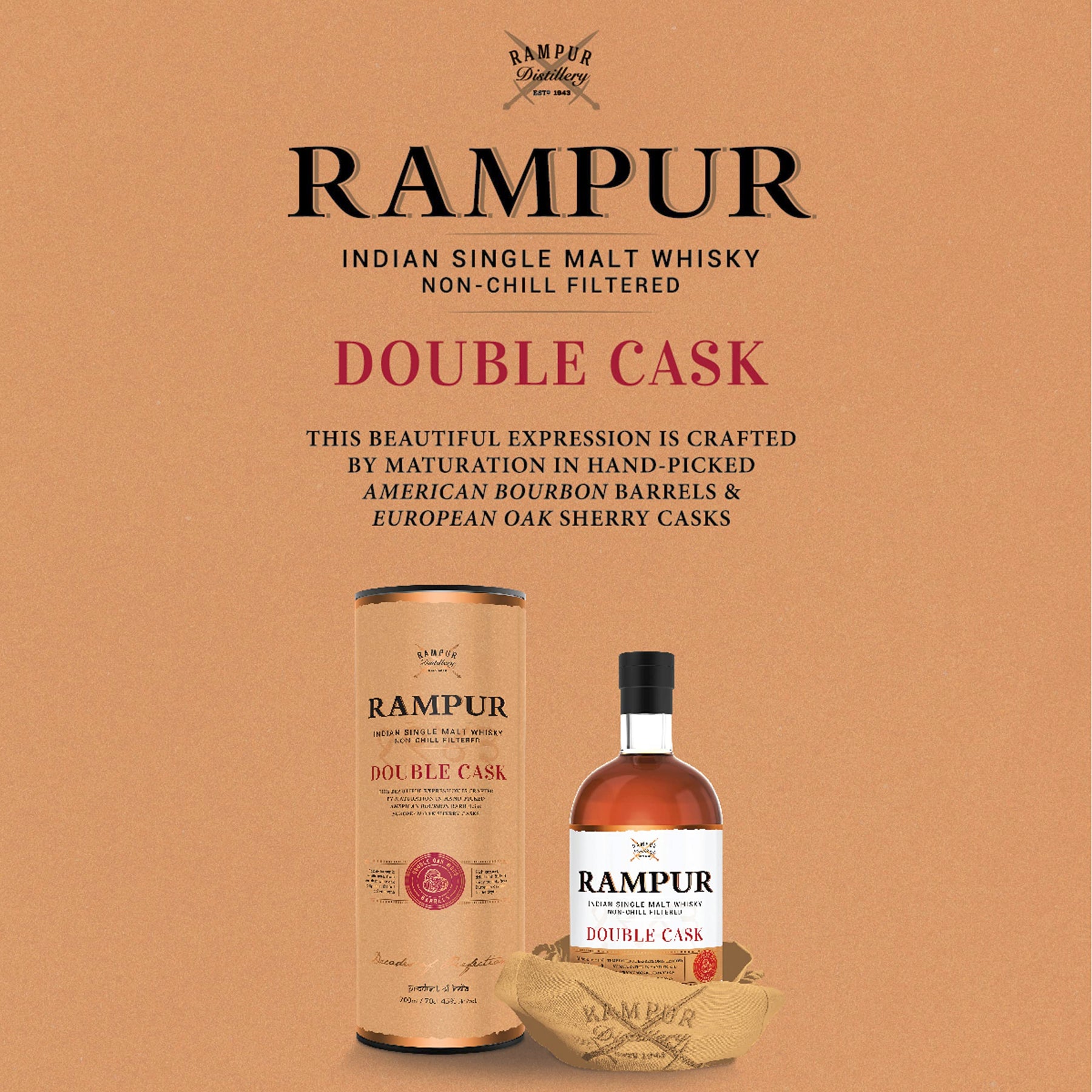 Rampur Double Cask Single Malt Whisky 700ml