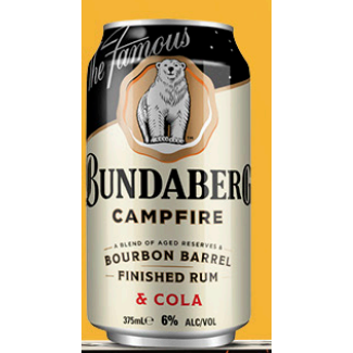 Bundaberg Campfire Bourbon Barrel Rum and Cola Cans 375ml