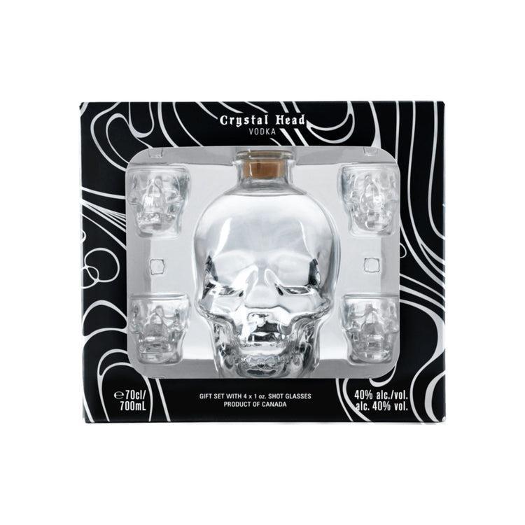 Crystal Head Vodka With 4 Skull Shot Glasses Gift Set 700mL