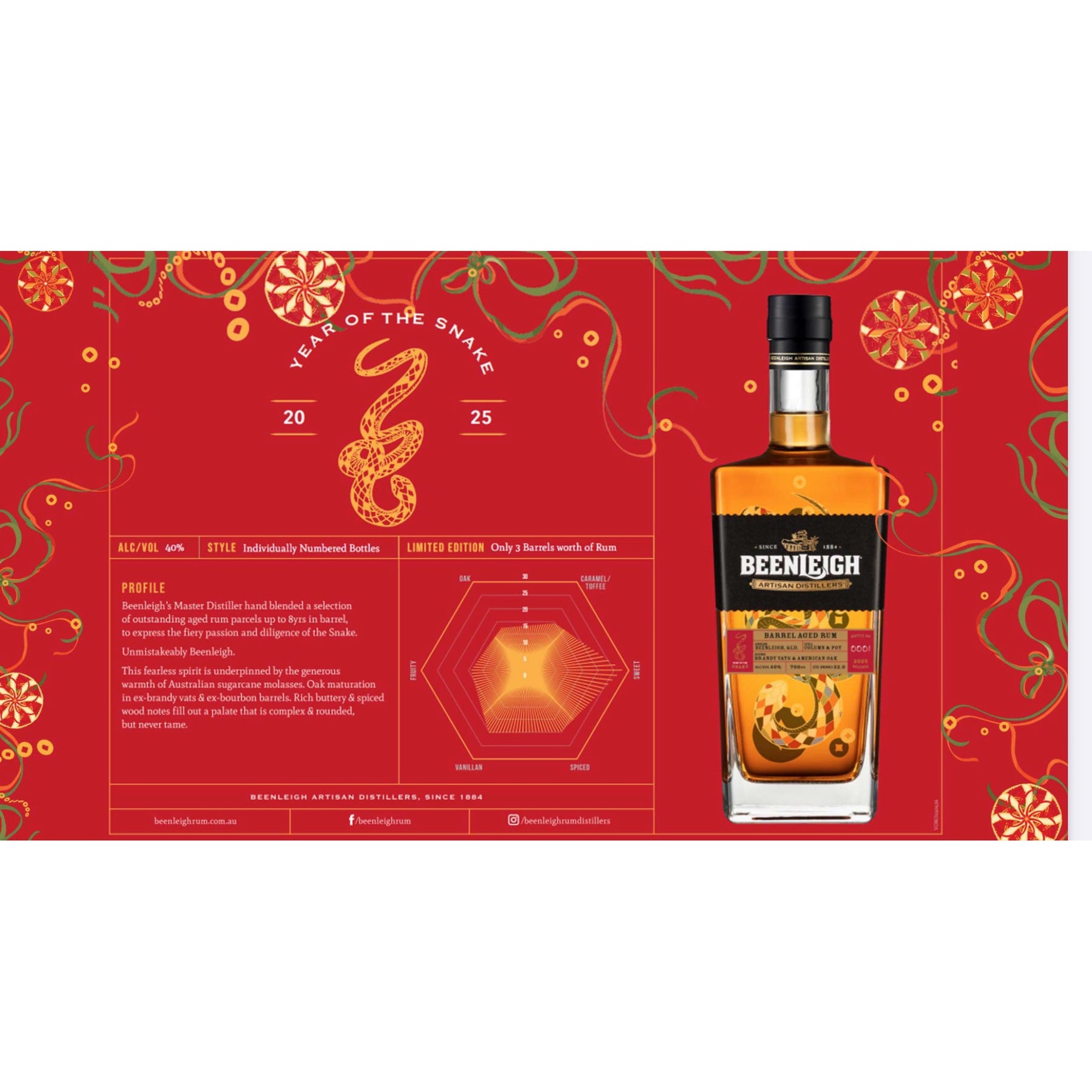 Beenleigh Year Of The Snake 2025 Limited Edition Rum 700ml