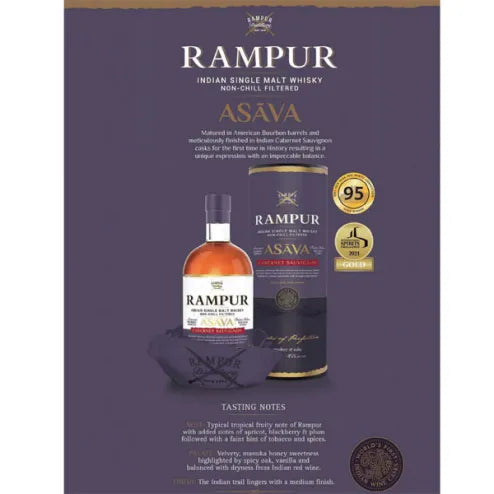 Rampur Asava Cabernet Sauvignon Cask Single Malt Whisky 700ml