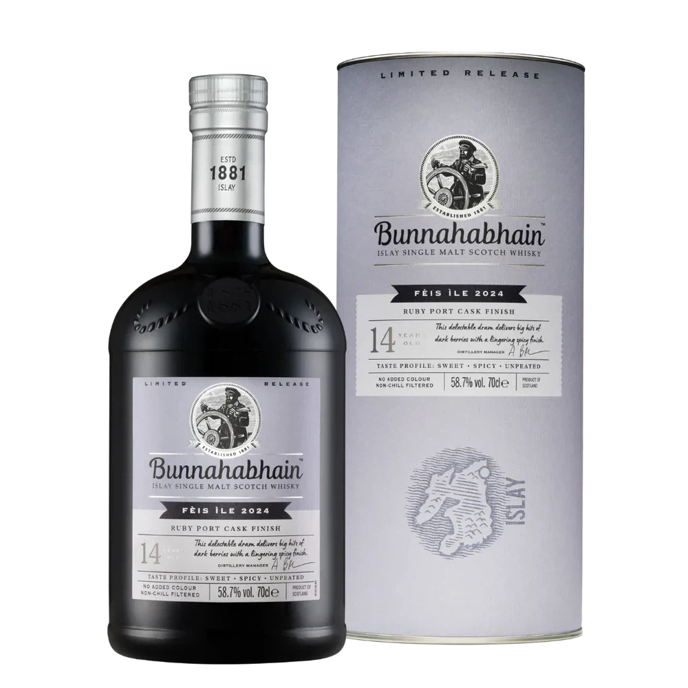 Bunnahabhain Feis Ile 2024 14 Year Old Ruby Port Cask Finish Single Malt Scotch Whisky 700ml