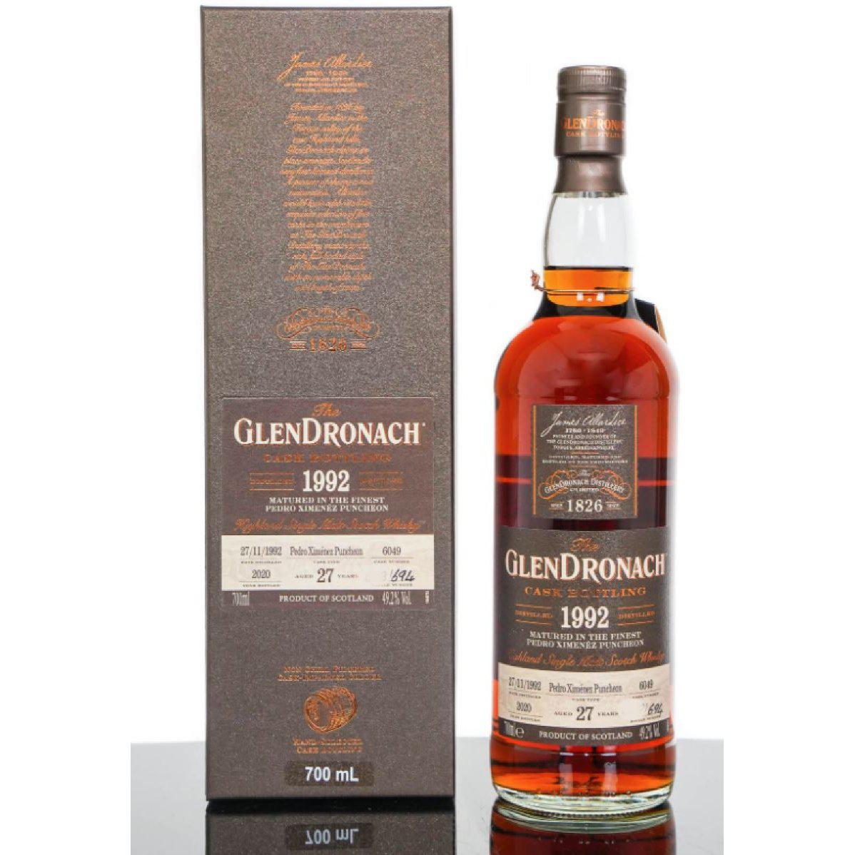 1992 Glendronach Single Cask No.6049 Pedro Ximenez Sherry Puncheon Cask Strength 27 Year Old Single Malt Scotch Whisky 700ml