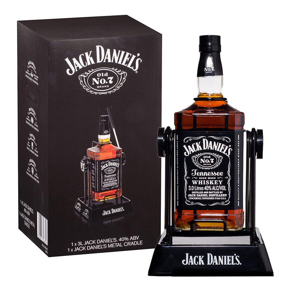 JACK DANIEL'S Old No. 7 Black Label Tennessee Whiskey on Cradle 3 Litre