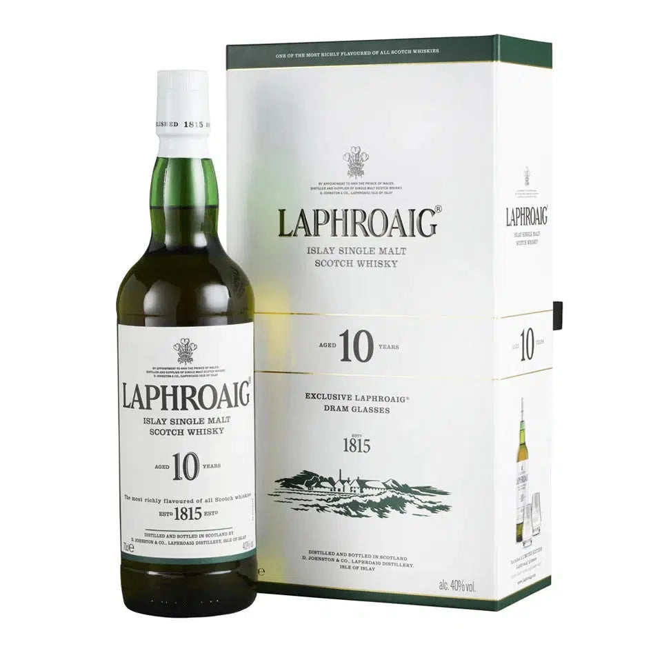 LAPHROAIG 10年 2本セット Laphroaig 10 Year Old + 2 Glasses Gift Pack Single Malt Scotch 700ml