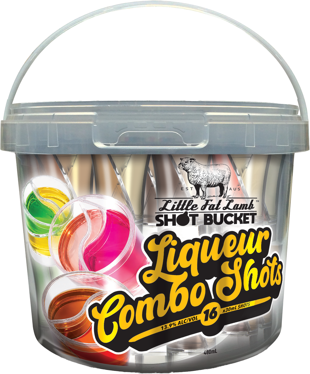 Little Fat Lamb Shot Bucket 16 shots Liqueur Only 13.9%