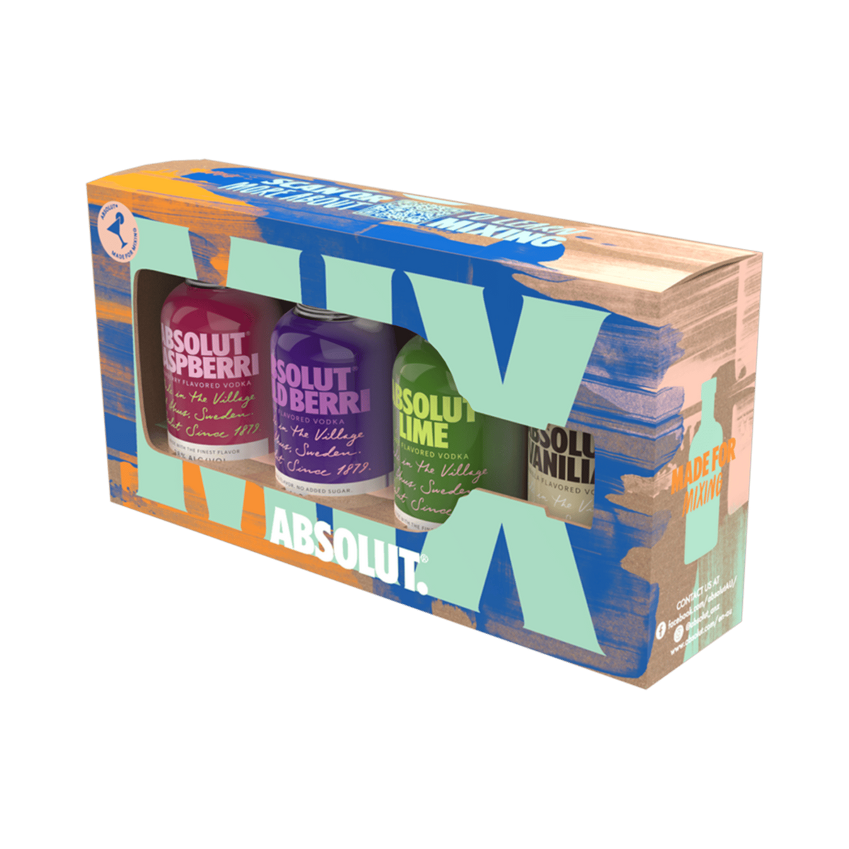 Absolut Vodka Mini Flavour Mix 4 x 50ml