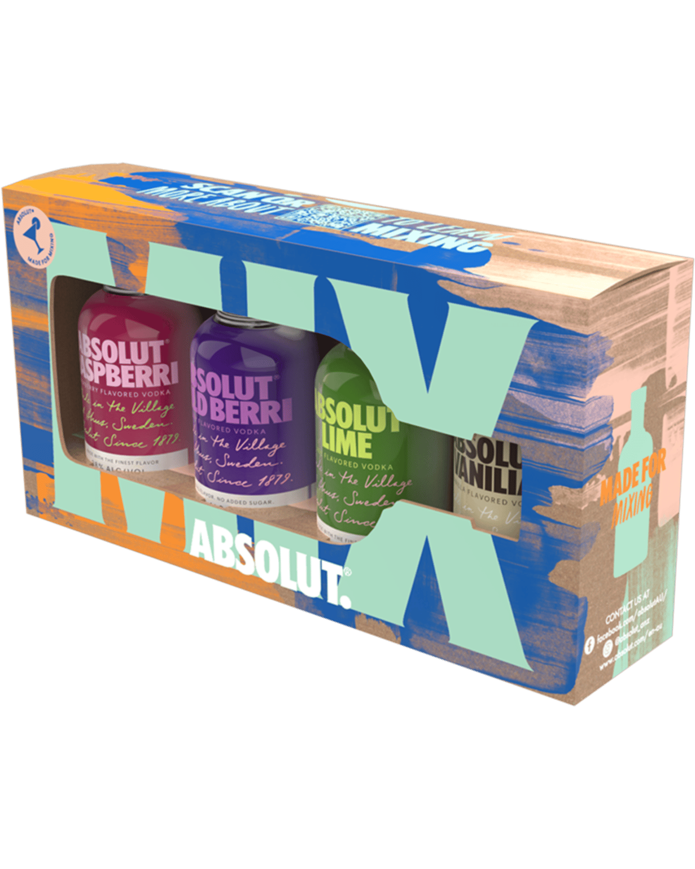Absolut Vodka Mini Flavour Mix 4 x 50ml