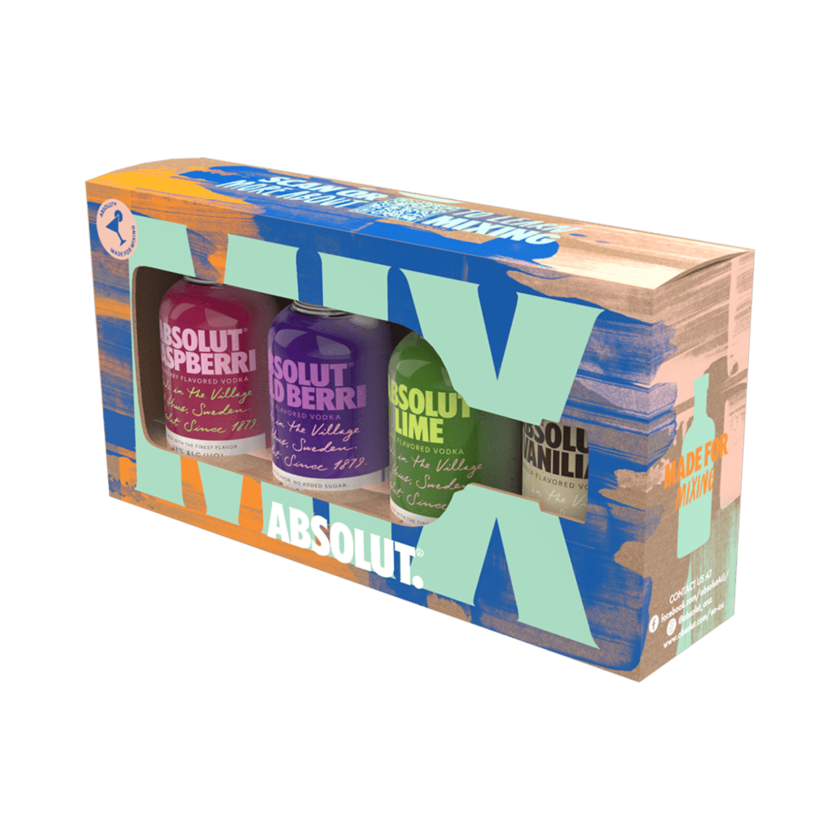 Absolut Vodka Mini Flavour Mix 4 x 50ml