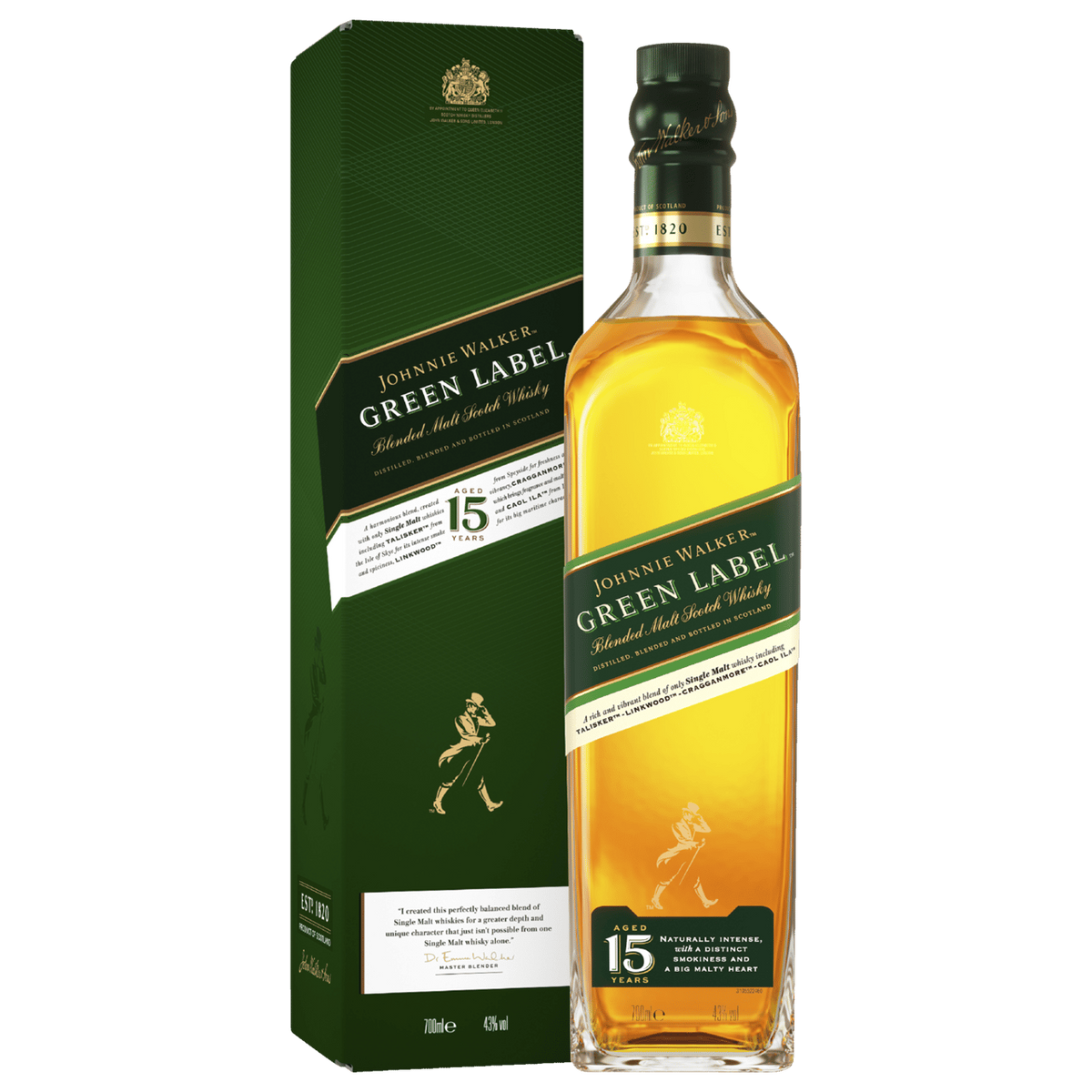 Johnnie Walker Green Label Blended Scotch Whisky 700ml