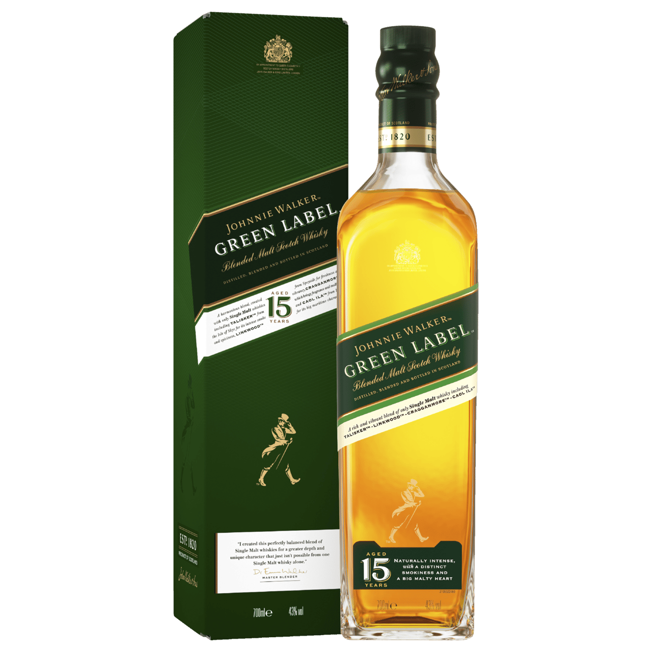 Johnnie Walker Green Label Blended Scotch Whisky 700ml