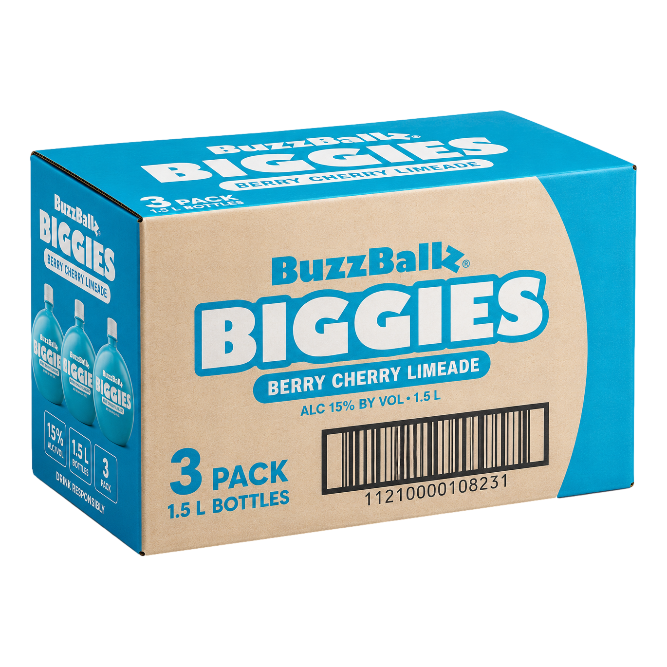 BuzzBallz Biggies Berry Cherry Limeade Cocktail 1.5L Case of 3