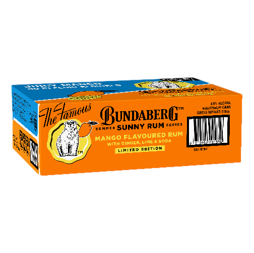 Bundaberg Sunny Rum Series Mango Rum, Ginger, Lime & Soda 375ml