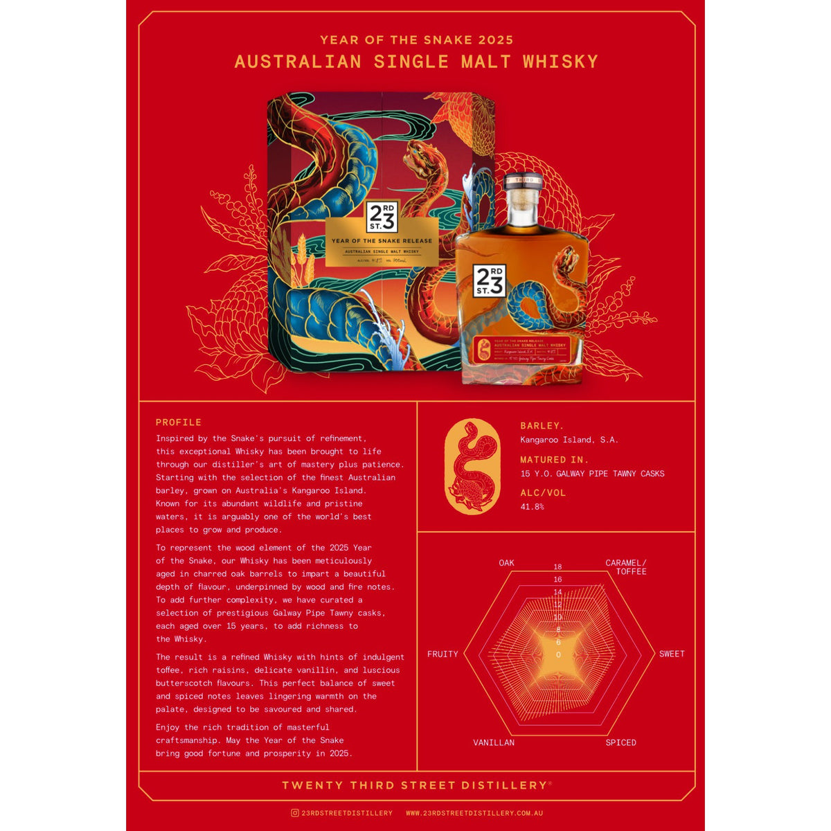 23rd Distillery Year of the Snake Limited Edition Australian Single Malt Whisky 700ml
