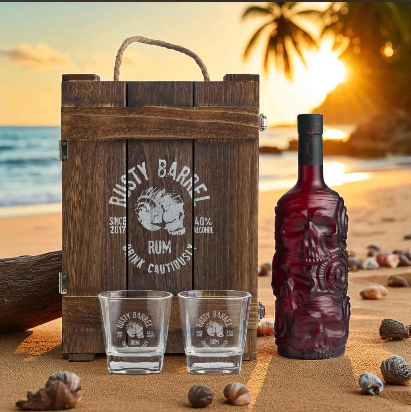 Rusty Barrel Spiced Rum Limited Edition Crate Gift Pack 700ml