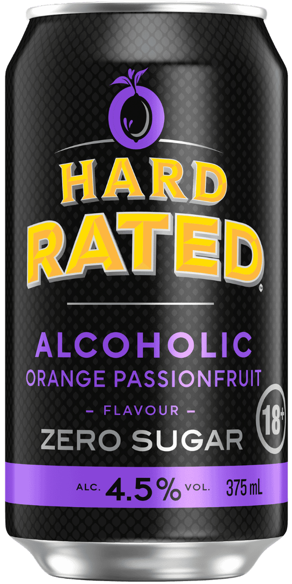 Hard Rated Alcoholic Orange Passionfruit Zero Sugar Can 375ml