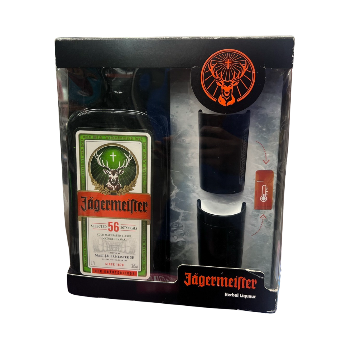 Jagermeister Herbal Liqueur & 2 Shot Glasses Limited Edition GIft Pack 700ml
