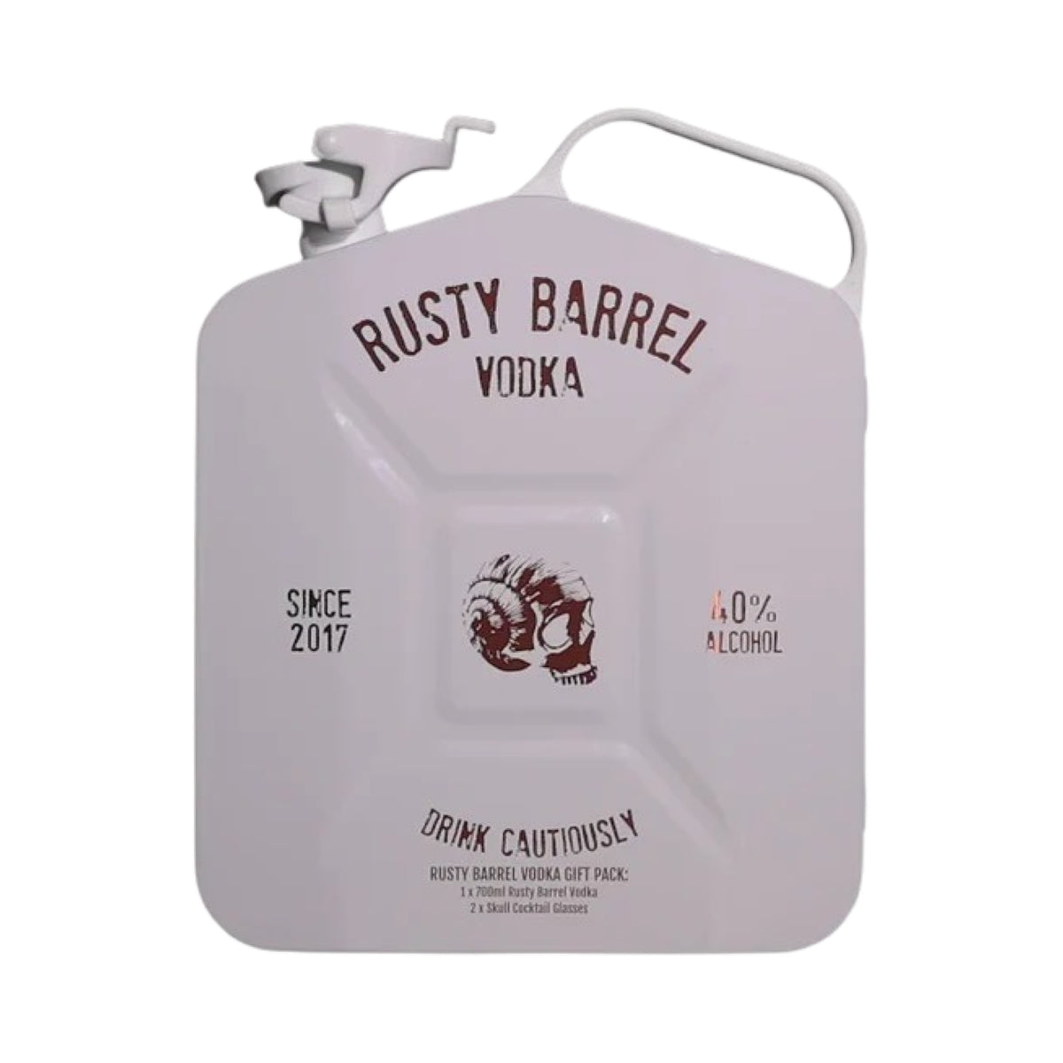 Rusty Barrel Vodka ﻿﻿J﻿erry Can Limited Edition Gift Pack (White) 700ml