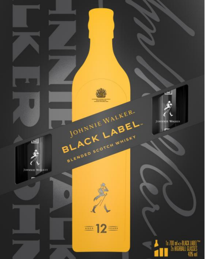 Johnnie Walker Black Label + Highball Gift Pack 700ml