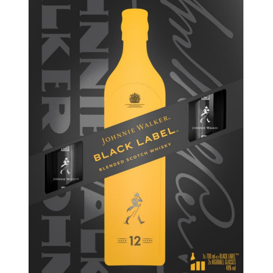 Johnnie Walker Black Label + Highball Gift Pack 700ml