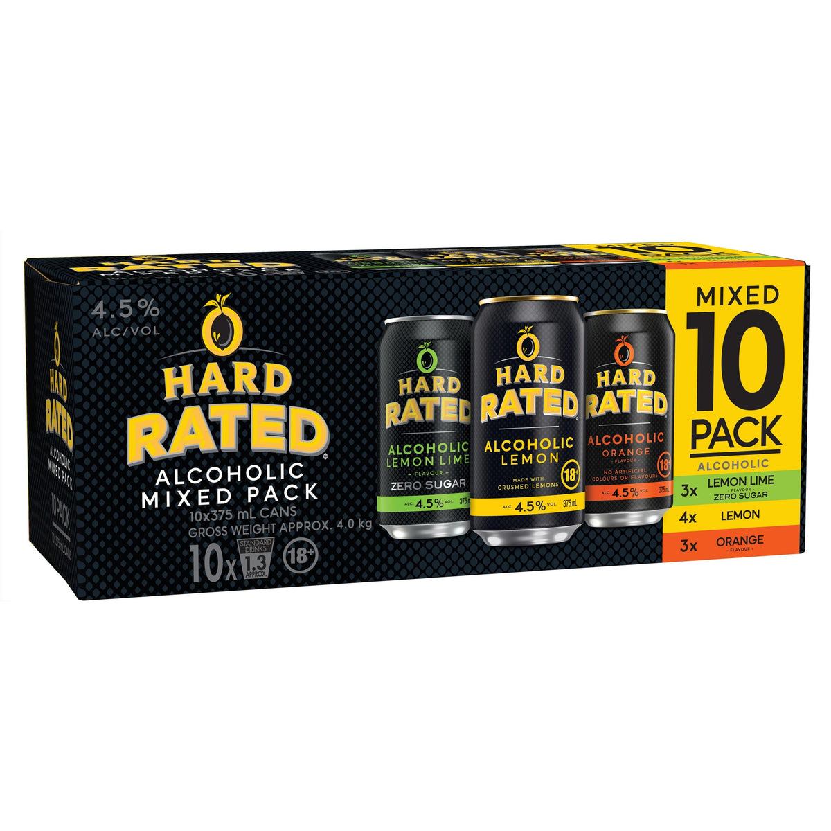 Hard Rated Alcoholic Mixed 10 Pack Cans 375ml