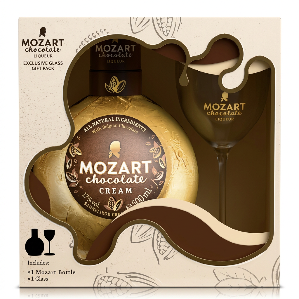 Mozart Chocolate Cream Liqueur Gift Pack with Glass 500ml