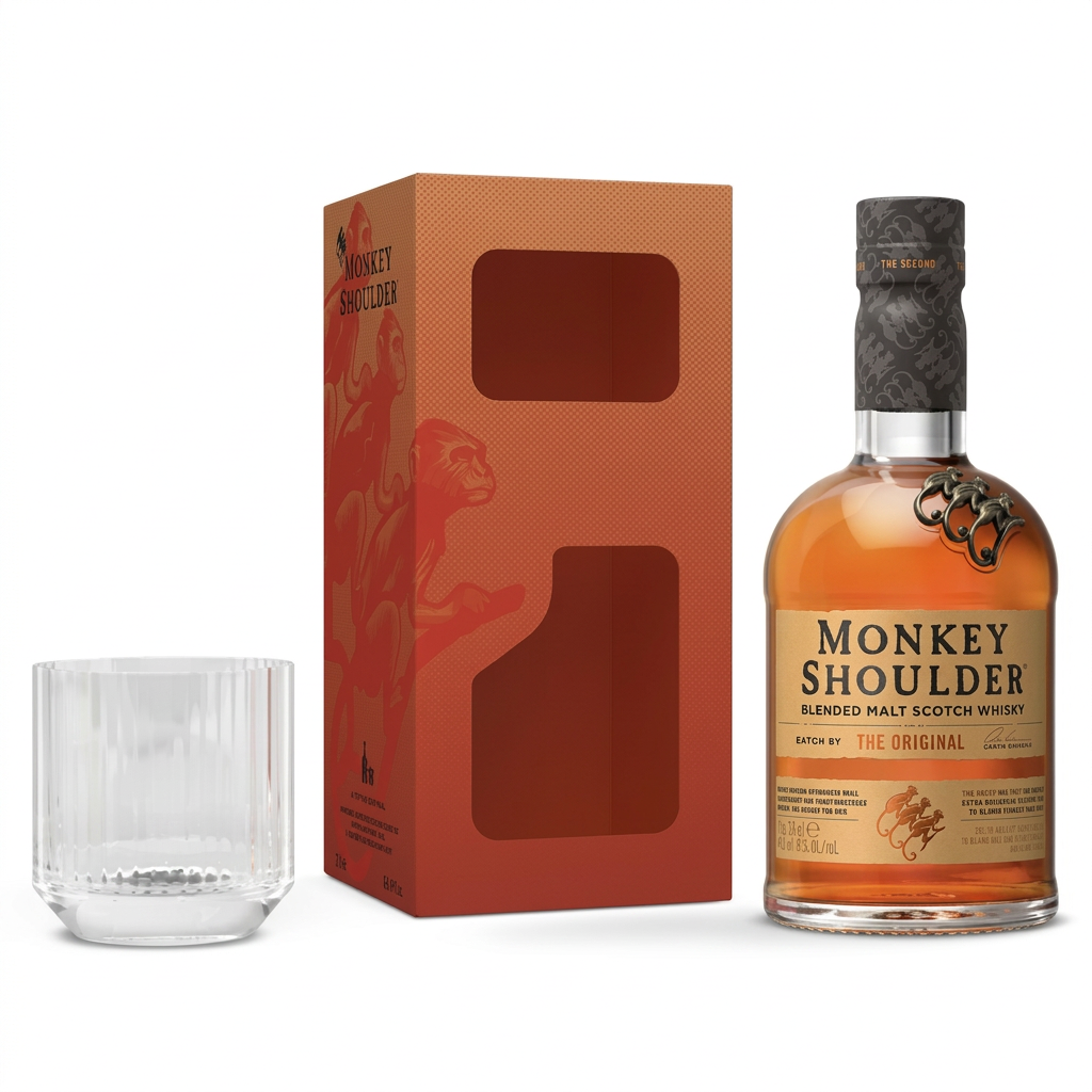 Monkey Shoulder Blended Malt Scotch Whisky + Rock Glass Gift Pack 700ml