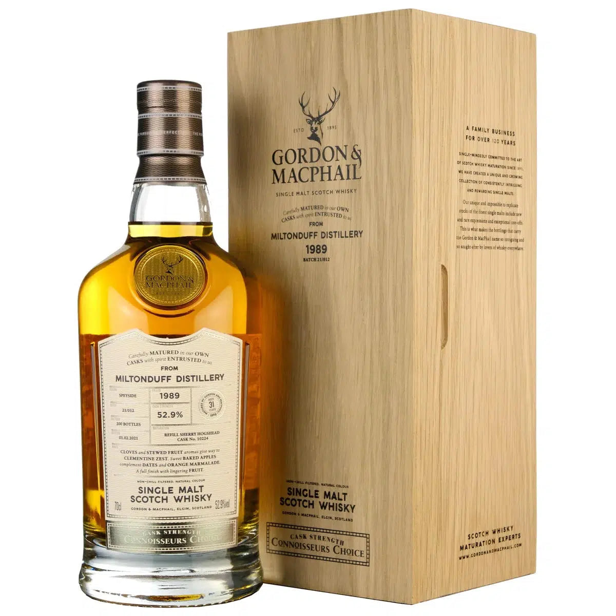 Gordon & Macphail Connoisseurs Choice 1989 Miltonduff 31 Year Old Cask Strength Single Malt Scotch Whisky 700ml