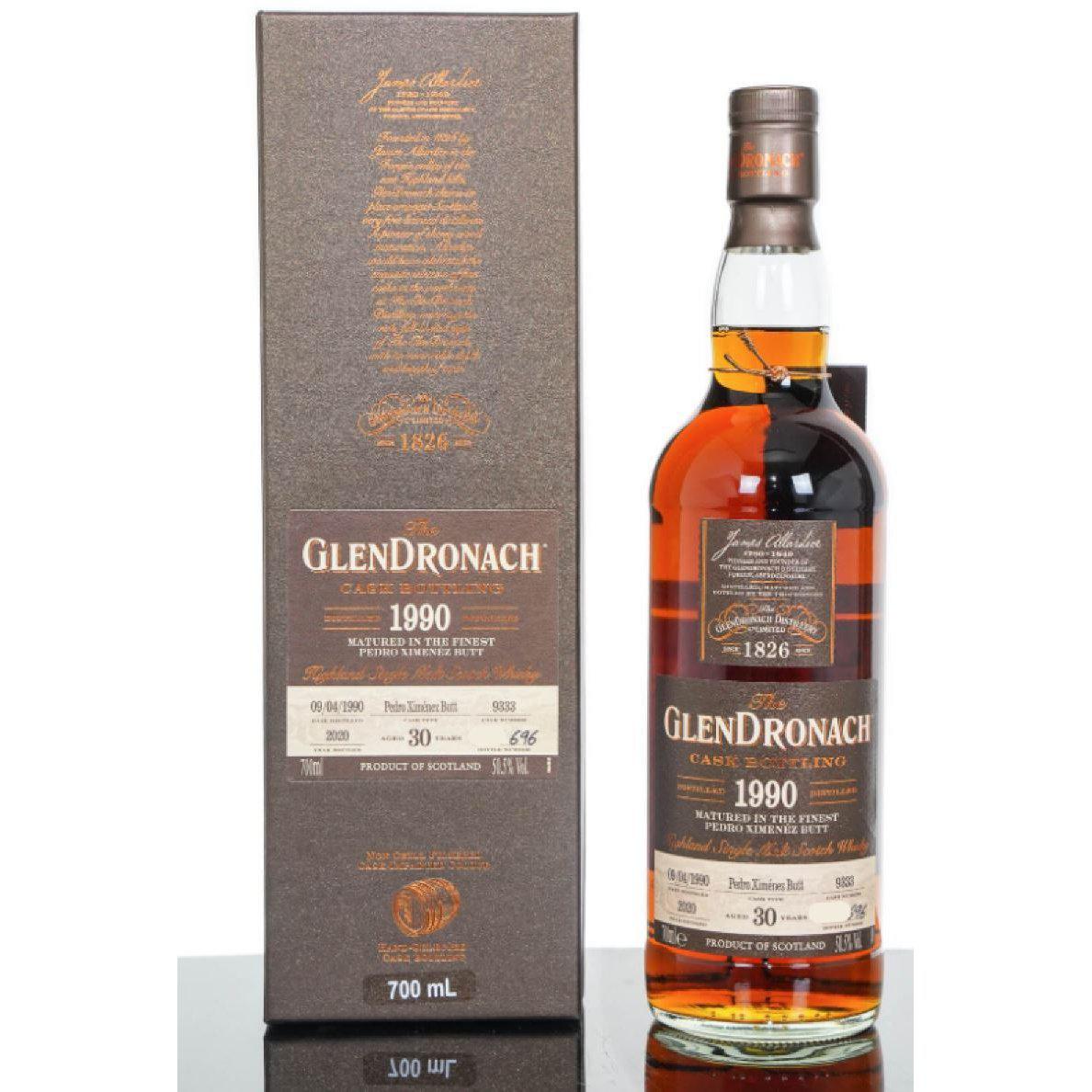 1990 Glendronach Single Cask No.9333 Pedro Ximenez Sherry Butt Cask Strength 30 Year Old Single Malt Scotch Whisky 700ml