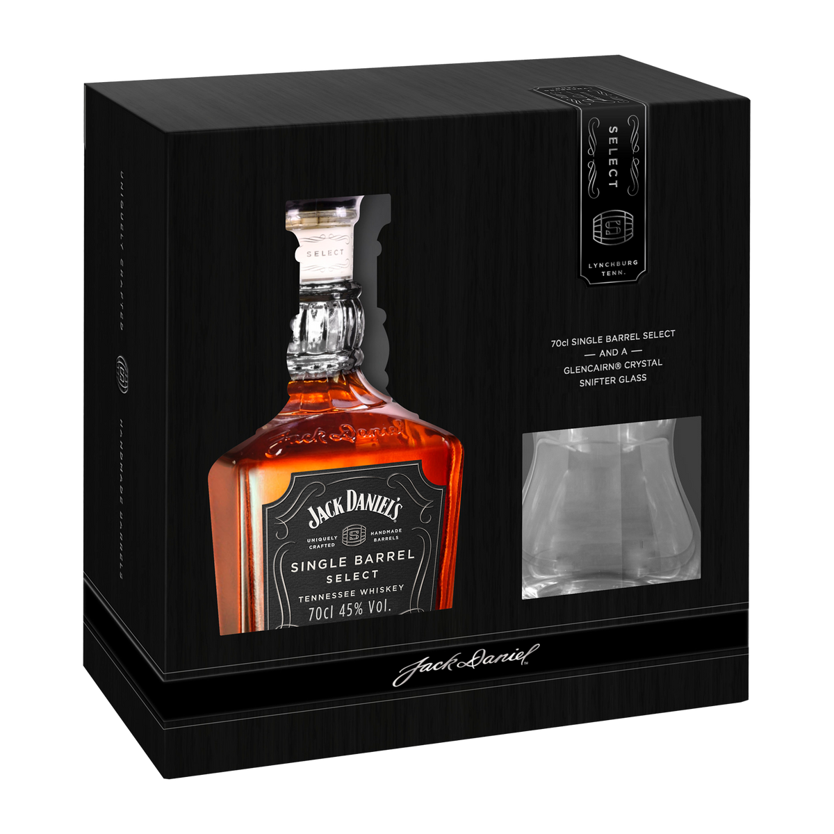 Jack Daniel's Single Barrel Select Tennessee Whiskey Gift Set With Glencairn Crystal Snifter 700ml