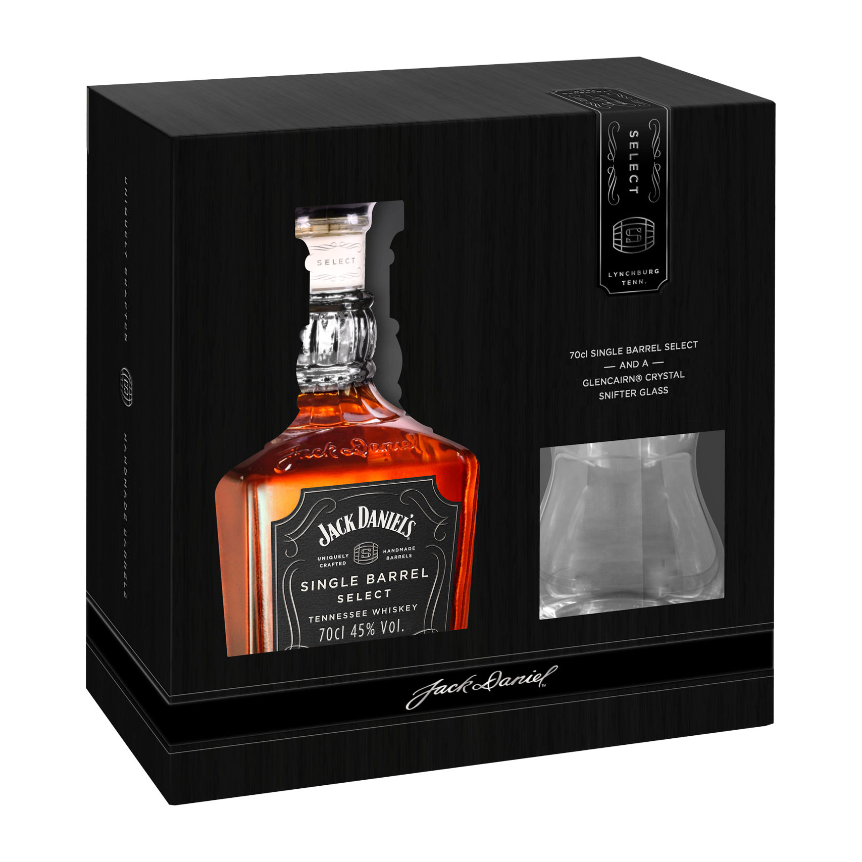 Jack Daniel's Single Barrel Select Tennessee Whiskey Gift Set With Glencairn Crystal Snifter 700ml