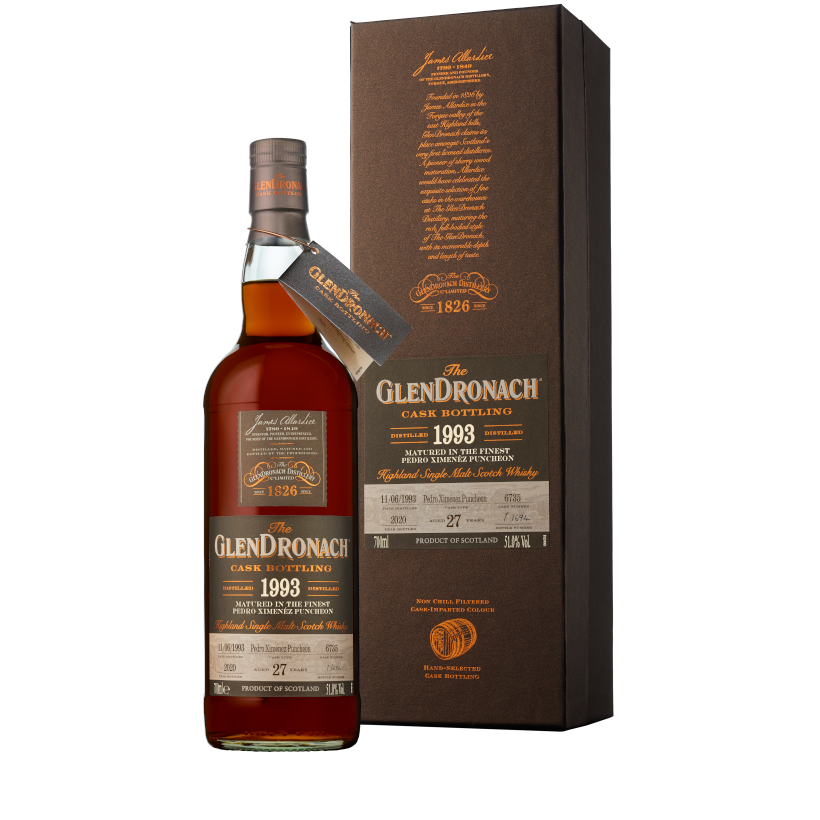 1993 Glendronach Single Cask No.6735 Pedro Ximenez Sherry Puncheon Cask Strength 27 Year Old Single Malt Scotch Whisky 700ml