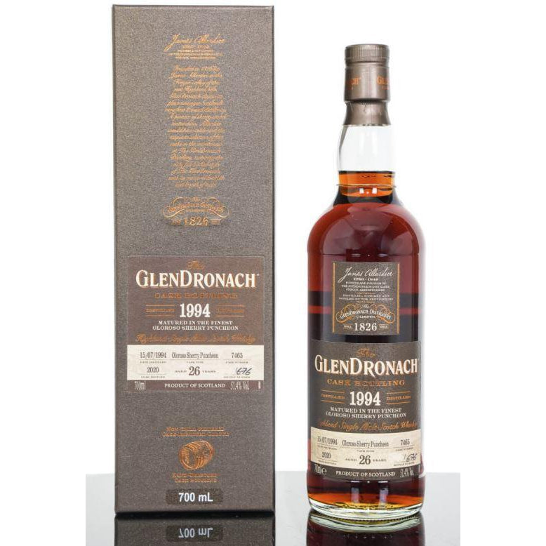 1994 Glendronach Single Cask No.7465 Oloroso Sherry Puncheon Cask Strength 26 Year Old Single Malt Scotch Whisky 700ml