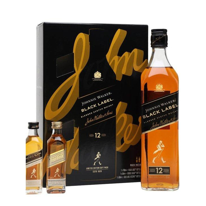 Johnnie Walker Black Label Gold Label and Double Black Miniatures Gift Set (2021 Release)