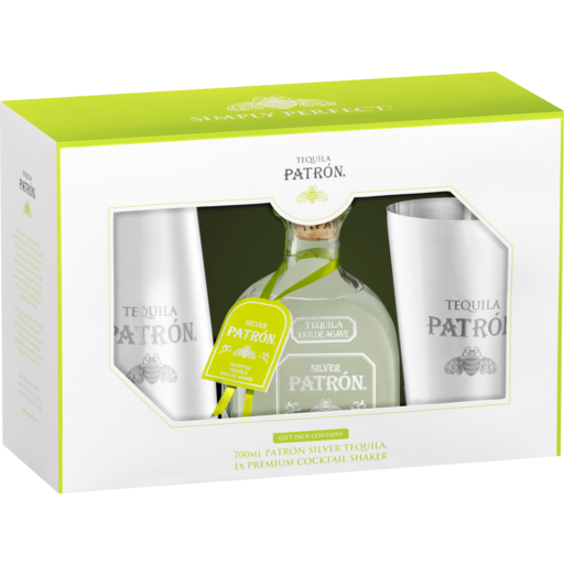Patron Silver Tequila & Premium Cocktail Shaker Gift Pack 700ml