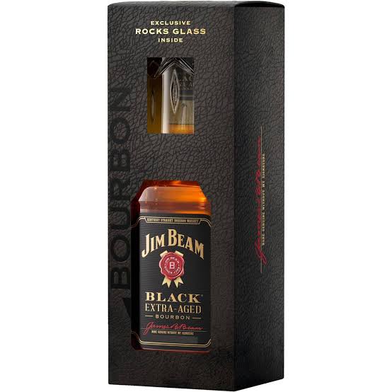 Jim Beam Bourbon Black and Rocks Glass Gift Pack 700ml